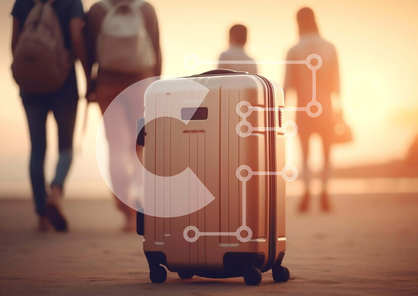 Intra Συλλεκτικό Ξύλινο Παζλ Plywood  4mm - Ομάδα ανθρώπων που περπατούν κατά μήκος της παραλίας με αποσκευές Σε Ξύλινο Κουτί - Διαστάσεις Puzzle: 10x10 cm – 25 κομμάτια