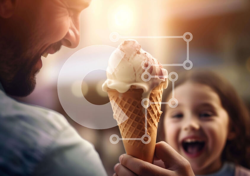 Intra Συλλεκτικό Ξύλινο Παζλ Plywood  4mm - Άνδρας και κορίτσι που απολαμβάνουν το παγωτό μαζί Σε Ξύλινο Κουτί - Διαστάσεις Puzzle: 10x10 cm – 25 κομμάτια