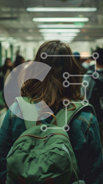 Intra Συλλεκτικό Ξύλινο Παζλ Plywood  4mm - Γυναίκα που περπατά στο διάδρομο με το σακίδιο πλάτης Σε Ξύλινο Κουτί - Διαστάσεις Puzzle: 10x10 cm – 25 κομμάτια