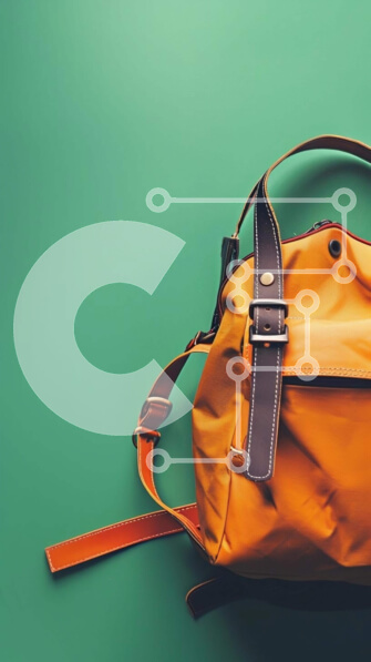 Intra Συλλεκτικό Ξύλινο Παζλ Plywood  4mm - Κομψή πορτοκαλί τσάντα σε πράσινο φόντο Σε Ξύλινο Κουτί - Διαστάσεις Puzzle: 10x10 cm – 25 κομμάτια