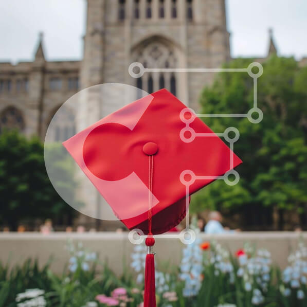 Intra Συλλεκτικό Ξύλινο Παζλ Plywood  4mm - Κόκκινο καπέλο αποφοίτησης και άνθρωποι σε εκπαιδευτικό περιβάλλον Σε Ξύλινο Κουτί - Διαστάσεις Puzzle: 10x10 cm – 25 κομμάτια