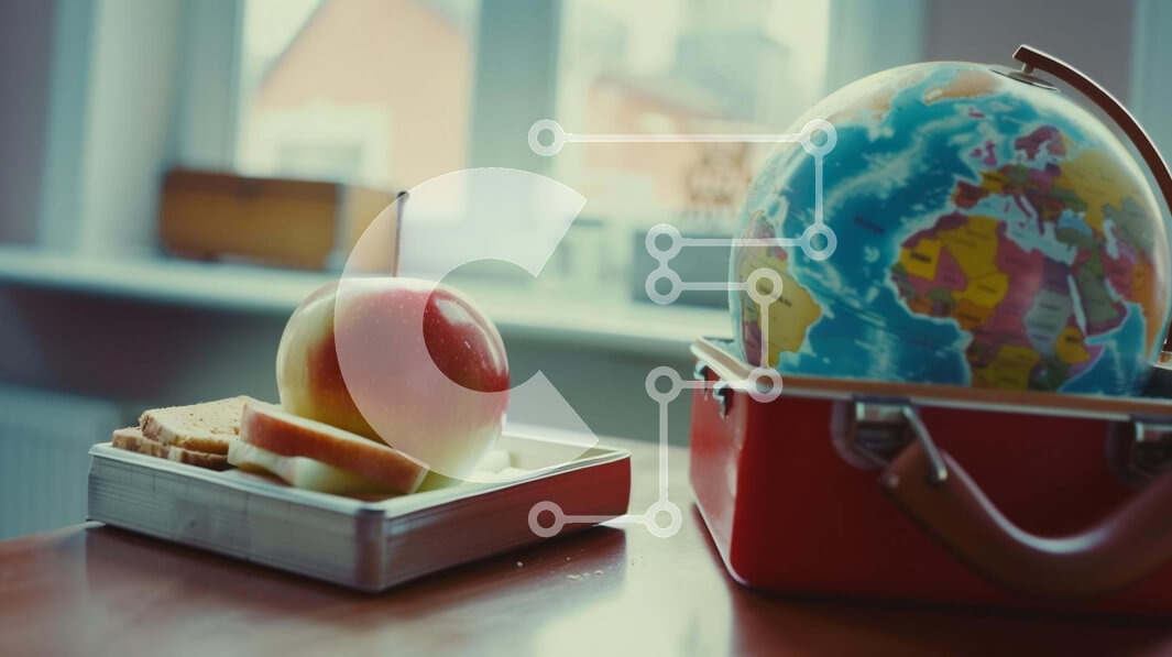 Σετ των 2 Intra Συλλεκτικό Ξύλινο Παζλ Plywood  4mm - Κόκκινος χαρτοφύλακας με Apple, Crackers και World Globe Σε Ξύλινο Κουτί - Διαστάσεις: 10x10 cm – 25 κομμάτια