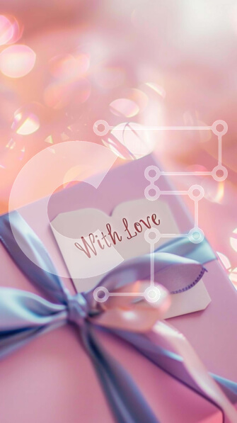 Intra Συλλεκτικό Ξύλινο Παζλ Plywood  4mm - Ροζ Κουτί Δώρου με Μπλε Κορδέλα και Σημείωση 'With Love' Σε Ξύλινο Κουτί - Διαστάσεις Puzzle: 10x10 cm – 25 κομμάτια