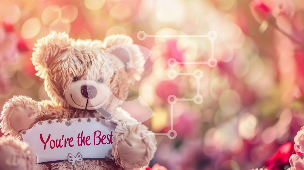 Intra Συλλεκτικό Ξύλινο Παζλ Plywood  4mm - Teddy Bear που περιβάλλεται από ροζ λουλούδια με το σύμβολο «Είσαι ο καλύτερος». Σε Ξύλινο Κουτί - Διαστάσεις Puzzle: 10x10 cm – 25 κομμάτια