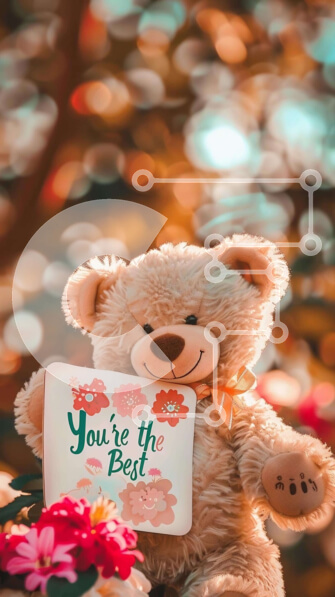 Intra Συλλεκτικό Ξύλινο Παζλ Plywood  4mm - Αρκουδάκι με προσκλητήριο «You're the Best». Σε Ξύλινο Κουτί - Διαστάσεις Puzzle: 10x10 cm – 25 κομμάτια