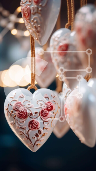 Intra Συλλεκτικό Ξύλινο Παζλ Plywood  4mm - Στολίδια σε σχήμα καρδιάς για την ημέρα του Αγίου Βαλεντίνου Σε Ξύλινο Κουτί - Διαστάσεις: 10x10 cm – 25 κομμάτια