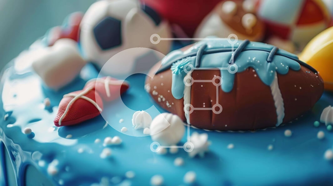 Σετ των 2 Intra Συλλεκτικό Ξύλινο Παζλ Plywood  4mm - Μπλε κέικ με αθλητικό θέμα Σε Ξύλινο Κουτί - Διαστάσεις: 10x10 cm – 25 κομμάτια