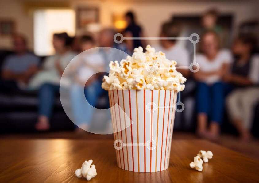 Intra Συλλεκτικό Ξύλινο Παζλ Plywood  4mm - Άνετη σκηνή σαλονιού με άτομα που παρακολουθούν τηλεόραση Σε Ξύλινο Κουτί - Διαστάσεις Puzzle: 10x10 cm – 25 κομμάτια