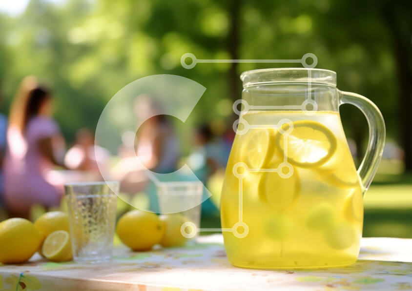 Σετ των 2 Intra Συλλεκτικό Ξύλινο Παζλ Plywood  4mm - Λεμονάδα στάμνα στο πάρκο Σε Ξύλινο Κουτί - Διαστάσεις: 10x10 cm – 25 κομμάτια