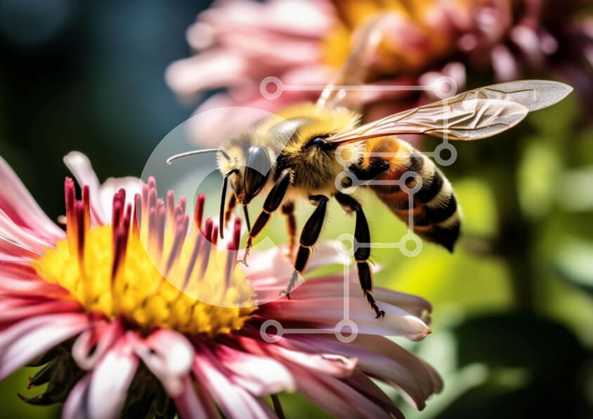 Intra Συλλεκτικό Ξύλινο Παζλ Plywood  4mm - Μέλισσα που αιωρείται στο ροζ λουλούδι Σε Ξύλινο Κουτί - Διαστάσεις: 10x10 cm – 25 κομμάτια