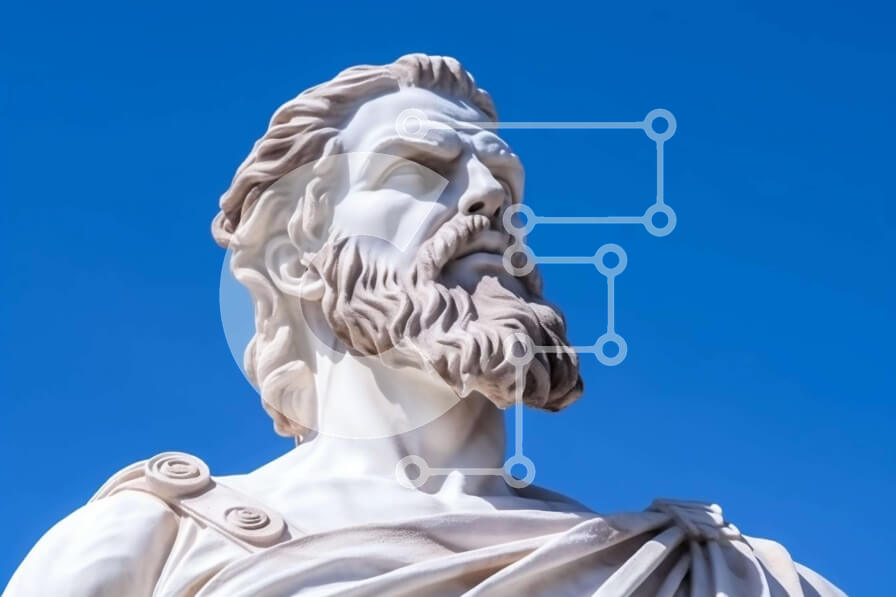 Intra Συλλεκτικό Ξύλινο Παζλ Plywood  4mm - Αρχαίο ελληνικό άγαλμα γενειοφόρου άνδρα Σε Ξύλινο Κουτί - Διαστάσεις Puzzle: 10x10 cm – 25 κομμάτια