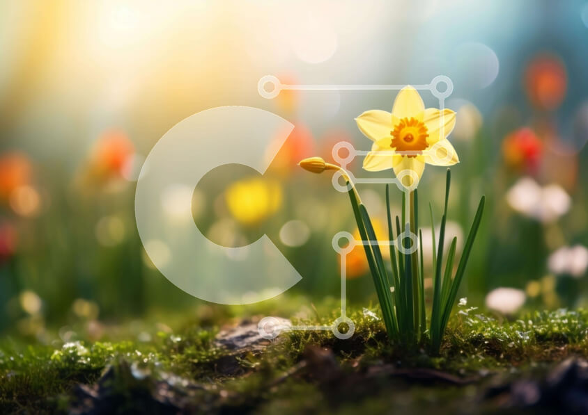 Intra Συλλεκτικό Ξύλινο Παζλ Plywood  4mm - Κίτρινο λουλούδι ασφόδελου σε ποώδη πράσινη χλόη Σε Ξύλινο Κουτί - Διαστάσεις: 10x10 cm – 25 κομμάτια