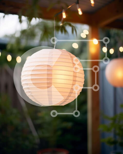 Intra Συλλεκτικό Ξύλινο Παζλ Plywood  4mm - Φανάρια από λευκό χαρτί και φυτά σε γλάστρες σε εξωτερικούς χώρους Σε Ξύλινο Κουτί - Διαστάσεις: 10x10 cm – 25 κομμάτια