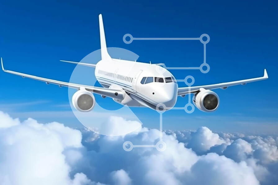 Intra Συλλεκτικό Ξύλινο Παζλ Plywood  4mm - Λευκό αεροπλάνο που πετά στο μπλε ουρανό με τα σύννεφα Σε Ξύλινο Κουτί - Διαστάσεις Puzzle: 10x10 cm – 25 κομμάτια