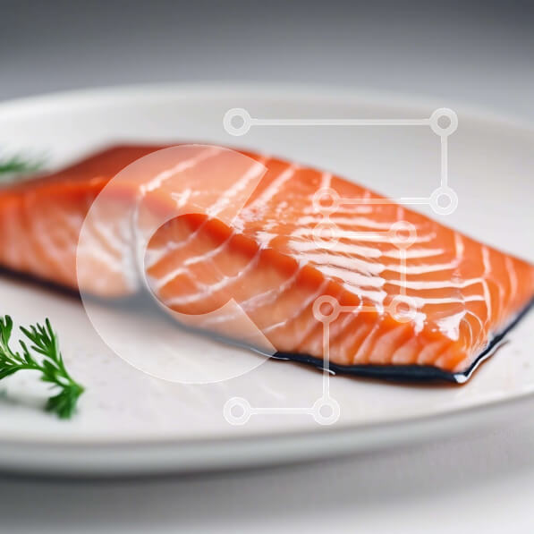 Σετ των 2 Intra Συλλεκτικό Ξύλινο Παζλ Plywood  4mm - Φρέσκος και καλομαγειρεμένος σολομός με άνηθο σε λευκό πιάτο Σε Ξύλινο Κουτί - Διαστάσεις: 10x10 cm – 25 κομμάτια