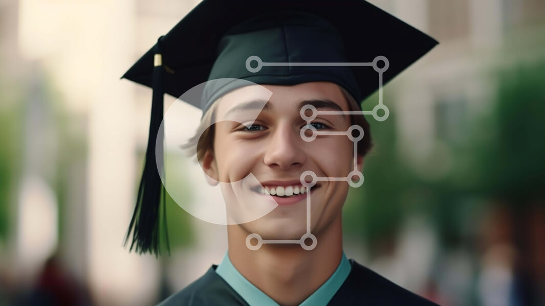 Intra Συλλεκτικό Ξύλινο Παζλ Plywood  4mm - Νεαρός άνδρας με ενδυμασία αποφοίτησης Σε Ξύλινο Κουτί - Διαστάσεις Puzzle: 10x10 cm – 25 κομμάτια