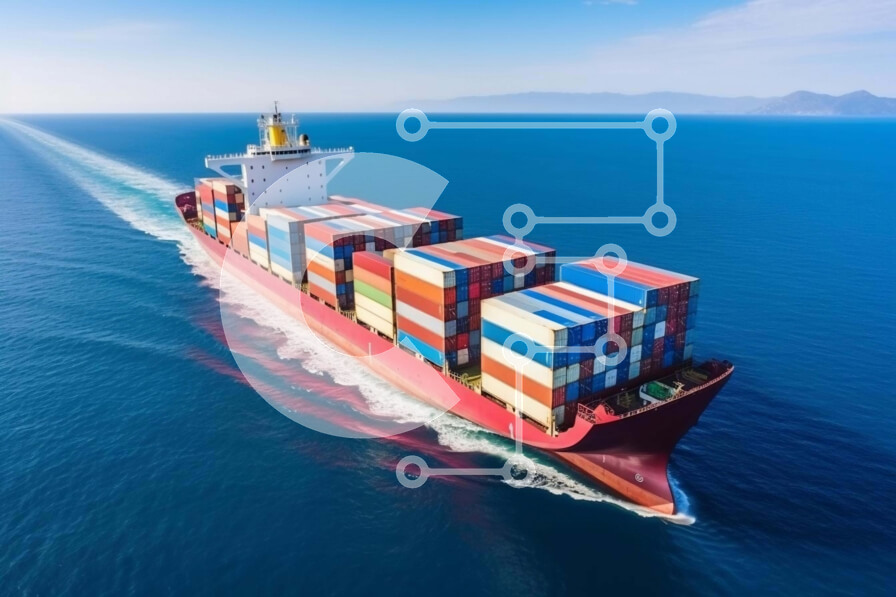 Intra Συλλεκτικό Ξύλινο Παζλ Plywood  4mm - Αεροφωτογραφία του πλοίου εμπορευματοκιβωτίων που πλέει στον ωκεανό Σε Ξύλινο Κουτί - Διαστάσεις Puzzle: 10x10 cm – 25 κομμάτια