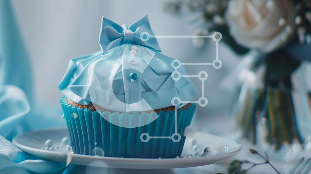 Σετ των 2 Intra Συλλεκτικό Ξύλινο Παζλ Plywood  4mm - Κομψό Cupcake με Μπλε Φιόγκο Σε Ξύλινο Κουτί - Διαστάσεις: 10x10 cm – 25 κομμάτια