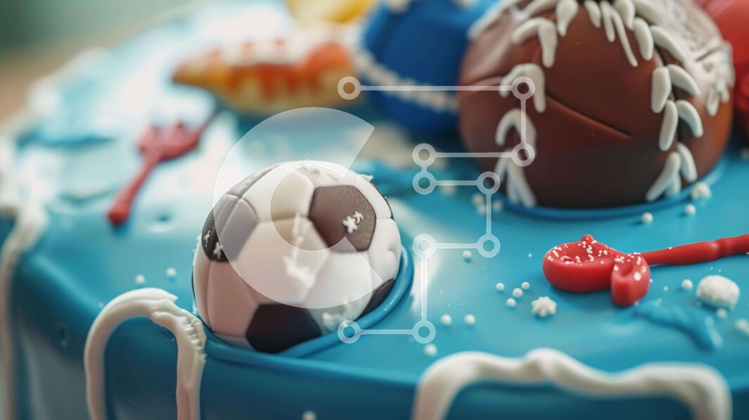 Σετ των 2 Intra Συλλεκτικό Ξύλινο Παζλ Plywood  4mm - Μπλε κέικ με αθλητικό θέμα με διακοσμητικά Σε Ξύλινο Κουτί - Διαστάσεις: 10x10 cm – 25 κομμάτια