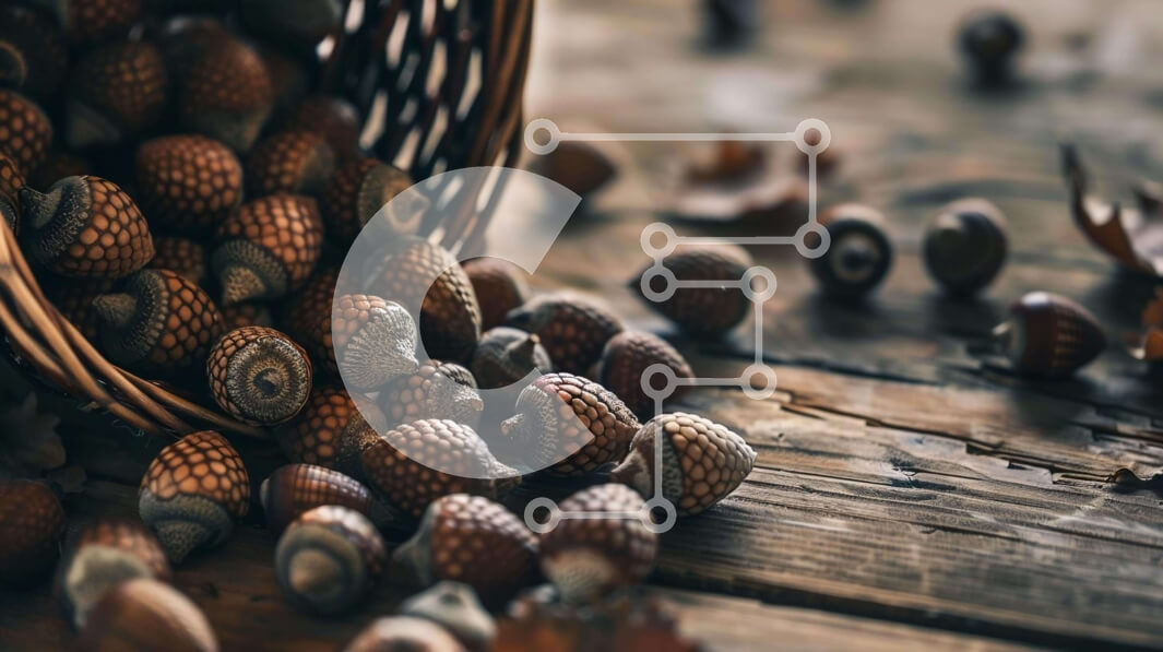 Σετ των 2 Intra Συλλεκτικό Ξύλινο Παζλ Plywood  4mm - Ποικιλία ξηρών καρπών σε ένα καλάθι Σε Ξύλινο Κουτί - Διαστάσεις: 10x10 cm – 25 κομμάτια