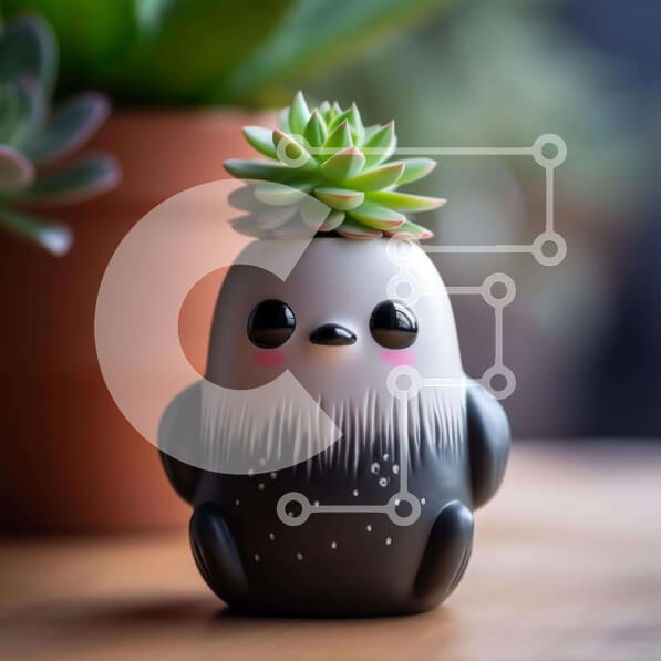 Intra Συλλεκτικό Ξύλινο Παζλ Plywood  4mm - Καλαίσθητος εσωτερικός κήπος με φυτευτή πιγκουίνων Σε Ξύλινο Κουτί - Διαστάσεις: 10x10 cm – 25 κομμάτια