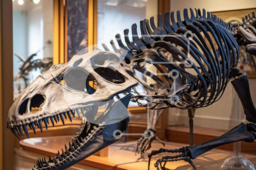 Intra Συλλεκτικό Ξύλινο Παζλ Plywood  4mm - Έκθεση T-rex Skeleton Dinosaur Σε Ξύλινο Κουτί - Διαστάσεις Puzzle: 10x10 cm – 25 κομμάτια