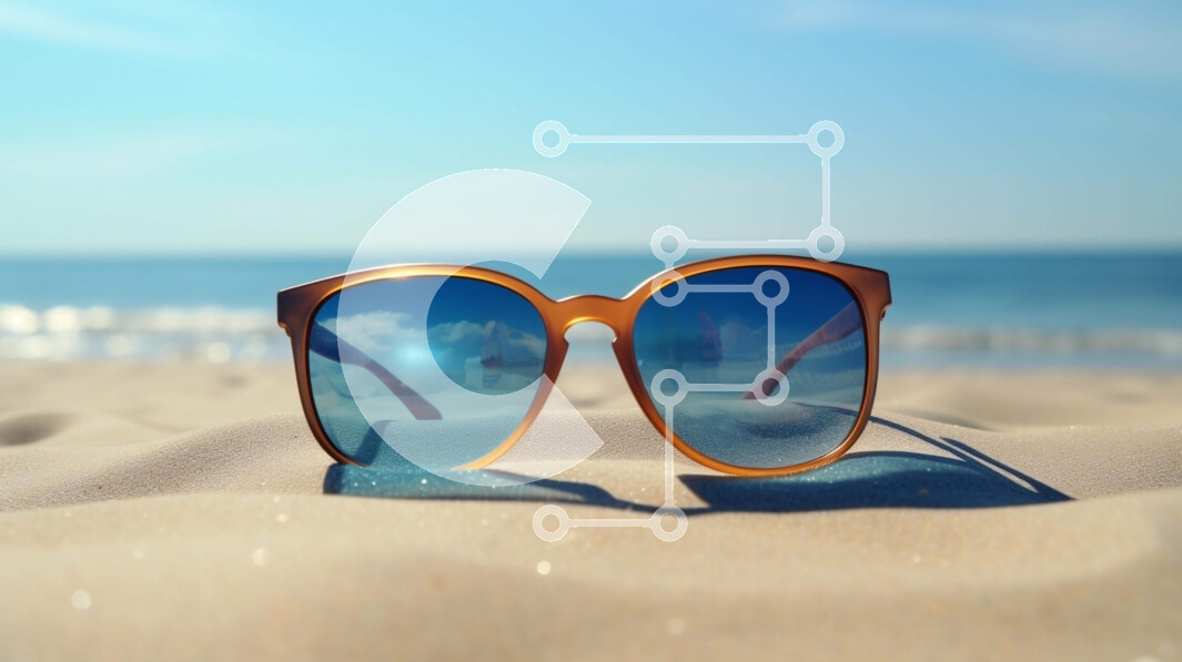 Intra Συλλεκτικό Ξύλινο Παζλ Plywood  4mm - Γυαλιά ηλίου στην παραλία με θέα στον ωκεανό Σε Ξύλινο Κουτί - Διαστάσεις: 10x10 cm – 25 κομμάτια