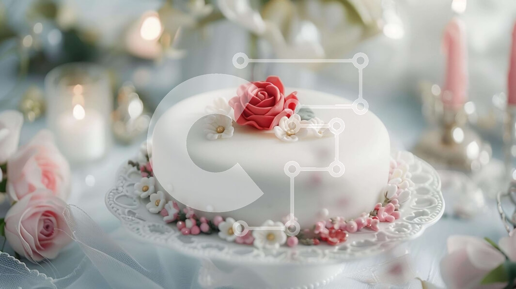 Σετ των 2 Intra Συλλεκτικό Ξύλινο Παζλ Plywood  4mm - Λευκή τούρτα με ροζ τριαντάφυλλο και κεριά Σε Ξύλινο Κουτί - Διαστάσεις: 10x10 cm – 25 κομμάτια