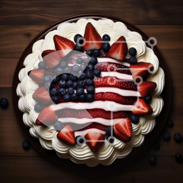 Σετ των 2 Intra Συλλεκτικό Ξύλινο Παζλ Plywood  4mm - Κέικ με αμερικανική σημαία με μούρα και κρέμα Σε Ξύλινο Κουτί - Διαστάσεις: 10x10 cm – 25 κομμάτια