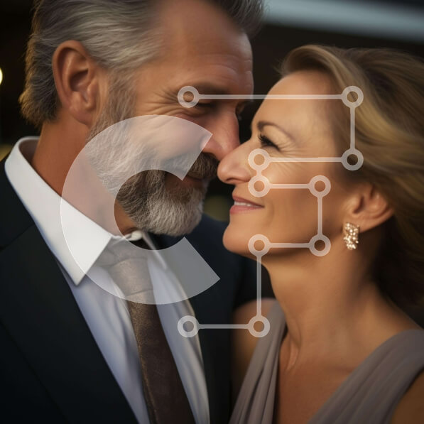 Intra Συλλεκτικό Ξύλινο Παζλ Plywood  4mm - Ηλικιωμένο ζευγάρι αγκαλιά με επίσημη ενδυμασία Σε Ξύλινο Κουτί - Διαστάσεις Puzzle: 10x10 cm – 25 κομμάτια