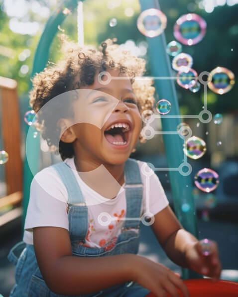 Intra Συλλεκτικό Ξύλινο Παζλ Plywood  4mm - Νεαρό κορίτσι που παίζει με σαπουνόφουσκες Σε Ξύλινο Κουτί - Διαστάσεις Puzzle: 10x10 cm – 25 κομμάτια