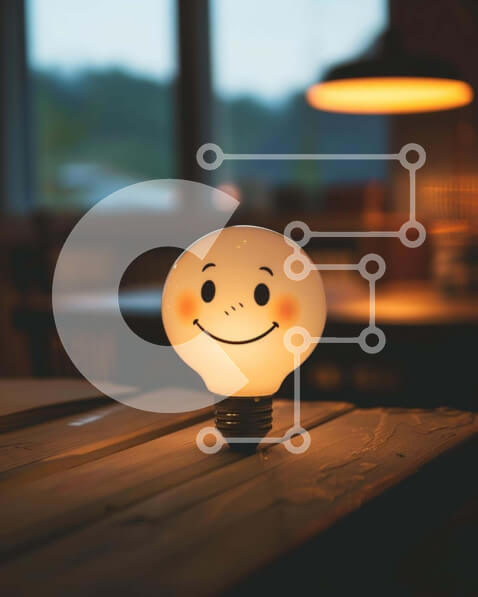 Intra Συλλεκτικό Ξύλινο Παζλ Plywood  4mm - Λάμπα Smiley Face σε ξύλινο τραπέζι Σε Ξύλινο Κουτί - Διαστάσεις: 10x10 cm – 25 κομμάτια