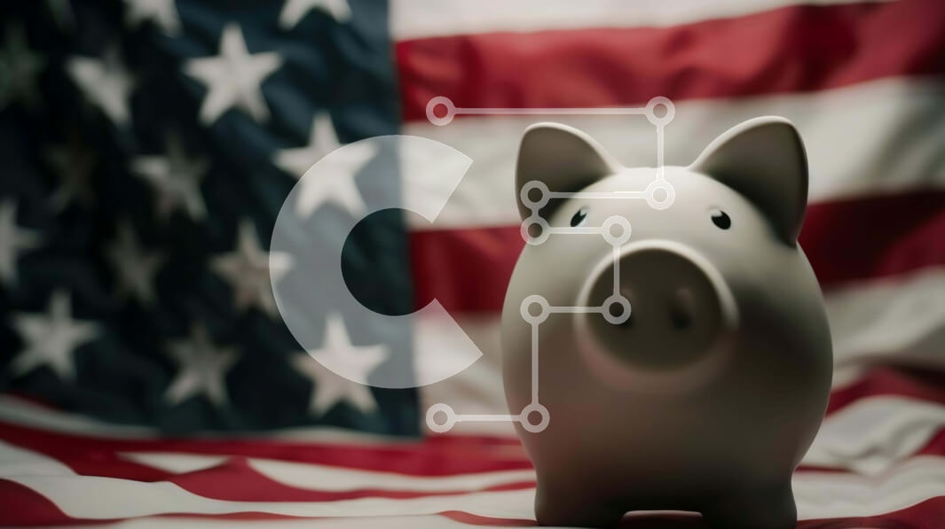 Intra Συλλεκτικό Ξύλινο Παζλ Plywood  4mm - Λευκός κουμπαράς με αμερικανική σημαία Σε Ξύλινο Κουτί - Διαστάσεις Puzzle: 10x10 cm – 25 κομμάτια