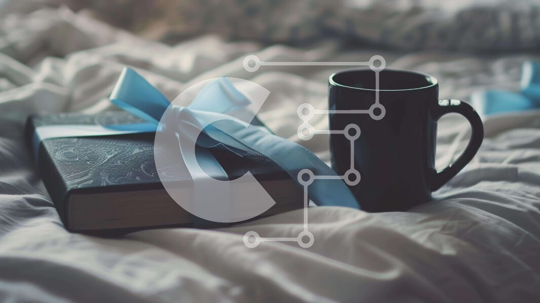 Intra Συλλεκτικό Ξύλινο Παζλ Plywood  4mm - Μαύρη κούπα καφέ και βιβλίο με μπλε κορδέλα Σε Ξύλινο Κουτί - Διαστάσεις: 10x10 cm – 25 κομμάτια