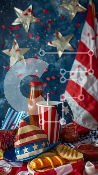 Intra Συλλεκτικό Ξύλινο Παζλ Plywood  4mm - Πατριωτικό τραπέζι με χοτ ντογκ και χάμπουργκερ Σε Ξύλινο Κουτί - Διαστάσεις: 10x10 cm – 25 κομμάτια