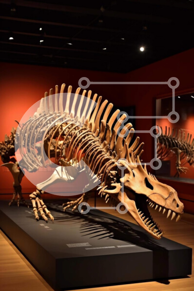 Intra Συλλεκτικό Ξύλινο Παζλ Plywood  4mm - Έκθεση Ξύλινου Σκελετού Δεινοσαύρων Σε Ξύλινο Κουτί - Διαστάσεις Puzzle: 10x10 cm – 25 κομμάτια