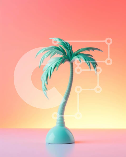 Intra Συλλεκτικό Ξύλινο Παζλ Plywood  4mm - Μικρός φοίνικας σε πορτοκαλί και ροζ φόντο Σε Ξύλινο Κουτί - Διαστάσεις: 10x10 cm – 25 κομμάτια