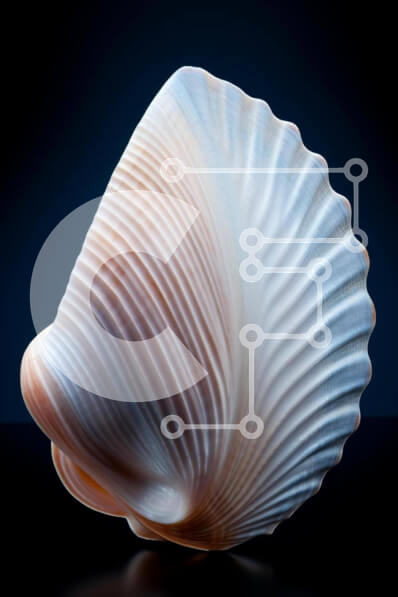 Intra Συλλεκτικό Ξύλινο Παζλ Plywood  4mm - Μεγάλο κέλυφος κόγχης σε μαύρο φόντο Σε Ξύλινο Κουτί - Διαστάσεις: 10x10 cm – 25 κομμάτια