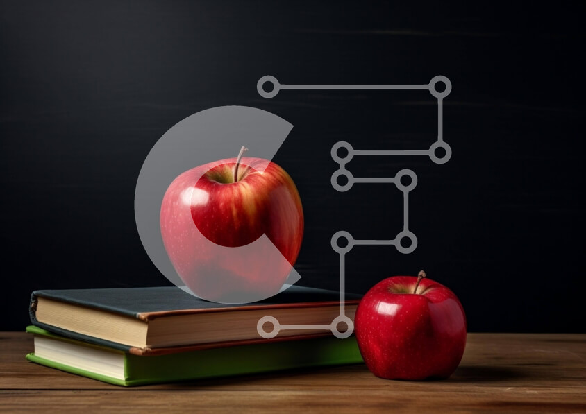 Intra Συλλεκτικό Ξύλινο Παζλ Plywood  4mm - Δύο κόκκινα μήλα στη στοίβα των βιβλίων Σε Ξύλινο Κουτί - Διαστάσεις: 10x10 cm – 25 κομμάτια