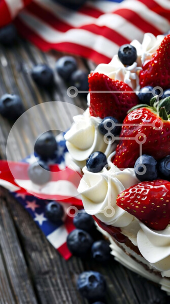 Intra Συλλεκτικό Ξύλινο Παζλ Plywood  4mm - Επιδόρπιο με πατριωτικό θέμα με αμερικανική σημαία Σε Ξύλινο Κουτί - Διαστάσεις: 10x10 cm – 25 κομμάτια