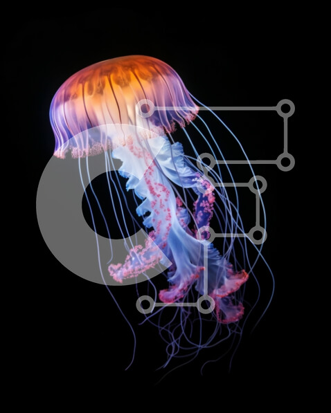 Intra Συλλεκτικό Ξύλινο Παζλ Plywood  4mm - Ζωντανή μέδουσα στα σκοτεινά νερά Σε Ξύλινο Κουτί - Διαστάσεις: 10x10 cm – 25 κομμάτια