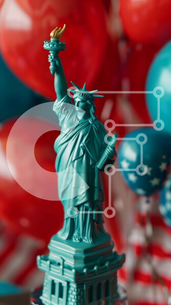 Intra Συλλεκτικό Ξύλινο Παζλ Plywood  4mm - Εορτασμός του αγάλματος της ελευθερίας Σε Ξύλινο Κουτί - Διαστάσεις Puzzle: 10x10 cm – 25 κομμάτια