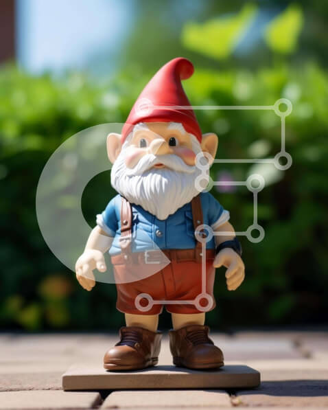 Intra Συλλεκτικό Ξύλινο Παζλ Plywood  4mm - Άγαλμα παιχνιδιών Gnome που περιβάλλεται από φυτά και δέντρα Σε Ξύλινο Κουτί - Διαστάσεις: 10x10 cm – 25 κομμάτια