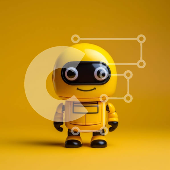 Intra Συλλεκτικό Ξύλινο Παζλ Plywood  4mm - Κίτρινο ρομπότ σε πορτοκαλί φόντο Σε Ξύλινο Κουτί - Διαστάσεις: 10x10 cm – 25 κομμάτια