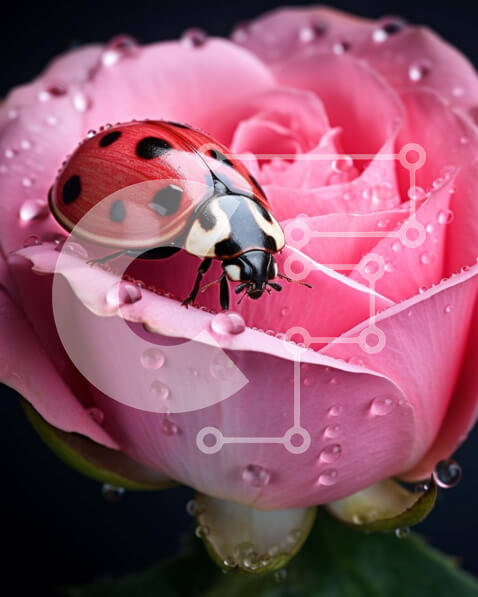 Intra Συλλεκτικό Ξύλινο Παζλ Plywood  4mm - Πασχαλίτσα σε ροζ τριαντάφυλλο Σε Ξύλινο Κουτί - Διαστάσεις: 10x10 cm – 25 κομμάτια