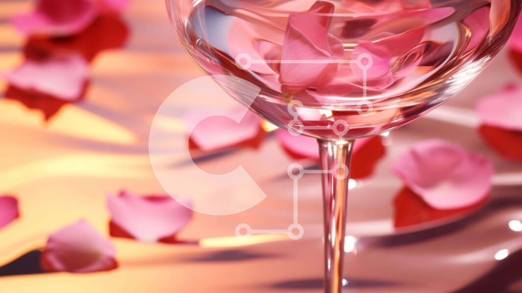 Intra Συλλεκτικό Ξύλινο Παζλ Plywood  4mm - Κομψό ποτήρι κρασιού με ροζ πέταλα και τριαντάφυλλα Σε Ξύλινο Κουτί - Διαστάσεις Puzzle: 10x10 cm – 25 κομμάτια