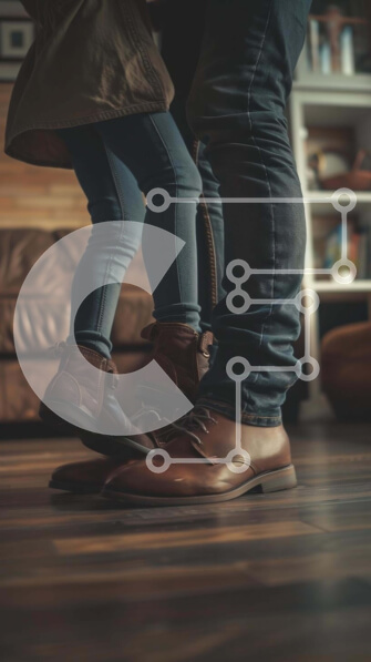 Intra Συλλεκτικό Ξύλινο Παζλ Plywood  4mm - Άνθρωποι που παίζουν στο ξύλινο πάτωμα με το παιδί Σε Ξύλινο Κουτί - Διαστάσεις Puzzle: 10x10 cm – 25 κομμάτια