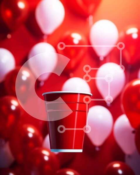 Intra Συλλεκτικό Ξύλινο Παζλ Plywood  4mm - Κόκκινο κύπελλο και μπαλόνια για εκδηλώσεις και γιορτές Σε Ξύλινο Κουτί - Διαστάσεις Puzzle: 10x10 cm – 25 κομμάτια