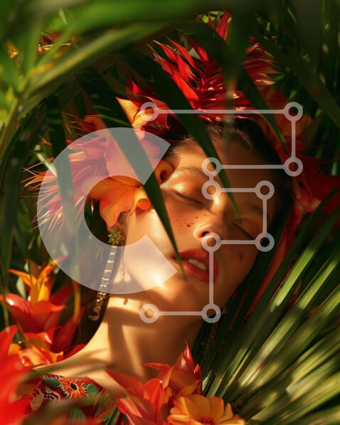 Intra Συλλεκτικό Ξύλινο Παζλ Plywood  4mm - Γυναίκα που περιβάλλεται από φύλλα και λουλούδια Σε Ξύλινο Κουτί - Διαστάσεις: 10x10 cm – 25 κομμάτια