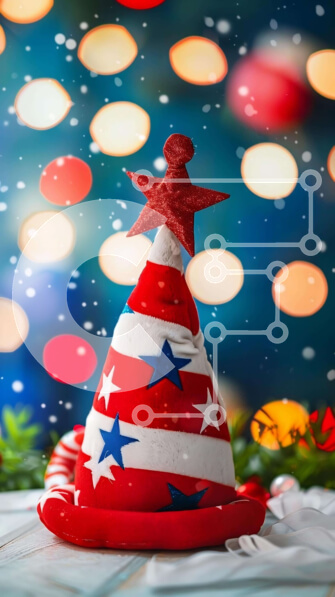 Intra Συλλεκτικό Ξύλινο Παζλ Plywood  4mm - Καπέλο σε σχήμα αστεριού σε διακοσμητικό τραπέζι με νιφάδες χιονιού Σε Ξύλινο Κουτί - Διαστάσεις: 10x10 cm – 25 κομμάτια